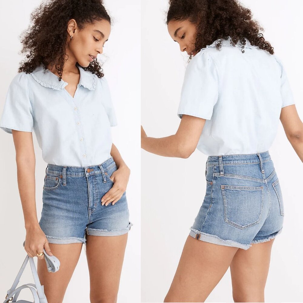 SOLD MADEWELL Womens Size 32 High Rise Denim Jean Shorts Magic Pockets - Picture 16 of 16